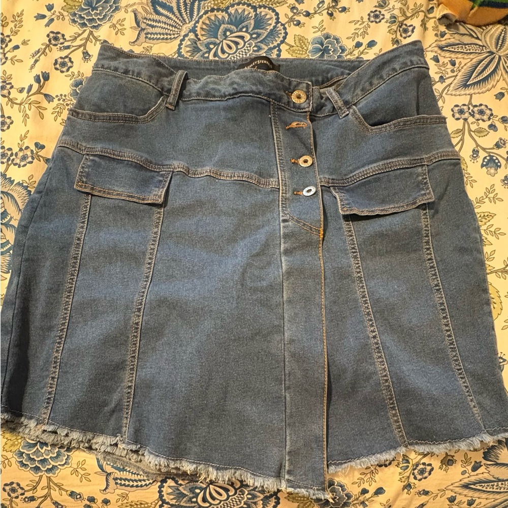 NWT Stylish Blue Denim Skort with Button Detail